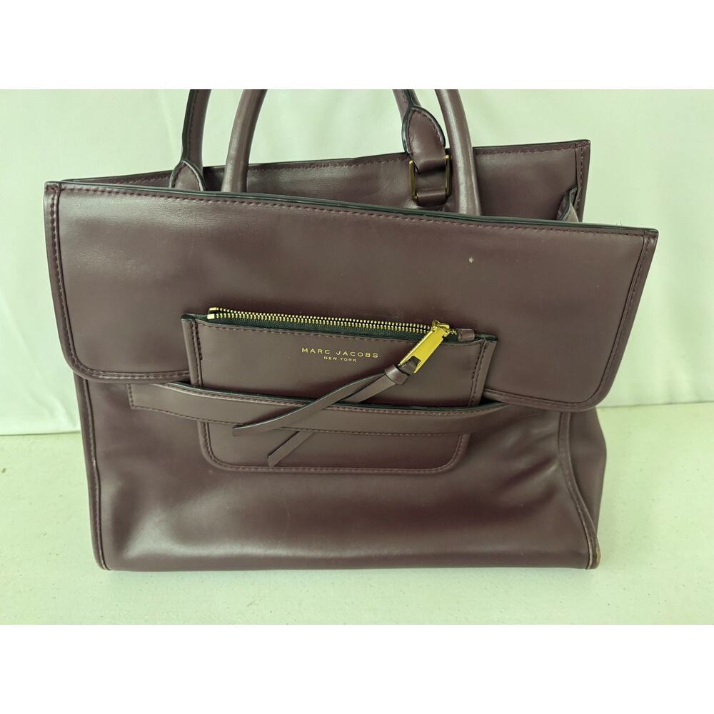 Marc Jacobs Burgundy Leather Madison North South Tote Hand Bag - Picture 3 of 13